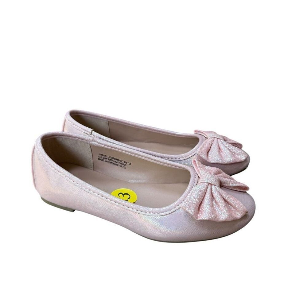 Cupcakes and cashmere pink girls' ballet flats shiny glittering bow size 13 NEW